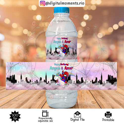 Spider Unicorn Label, events, bottle, custom, man, water, label, unicorn, spider