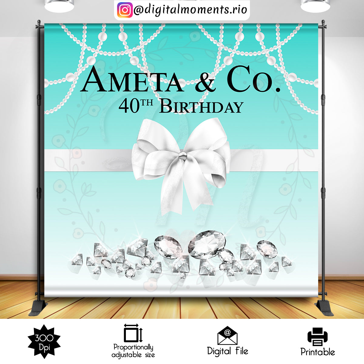 Tiffany & Co. 8x8 Custom Backdrop, Custom Digital File | Digital Download for Events for Events. 8x8, arts, backdrop, backdrop-sign, celebra…