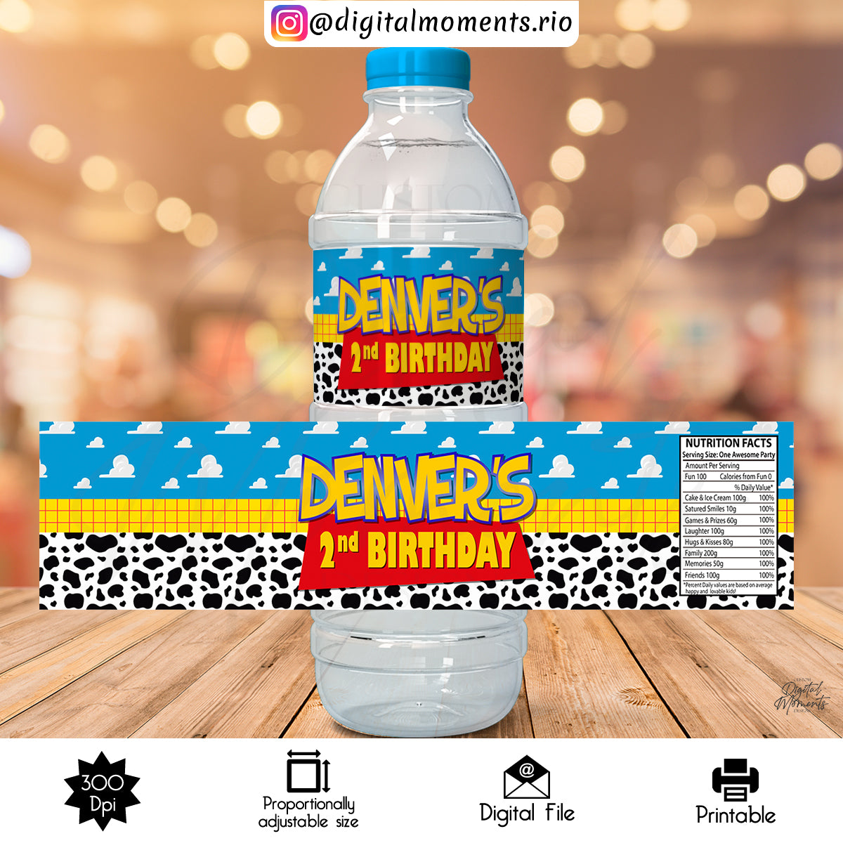 Custom Water Bottle Label Design - Digital File | Digital Download for Events for Events