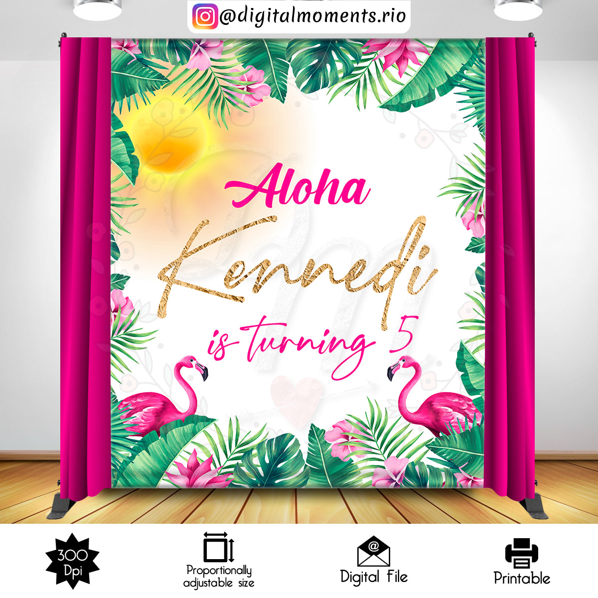 Tropical 5x6 Custom Backdrop, Custom Digital File | Digital Download for Events for Events