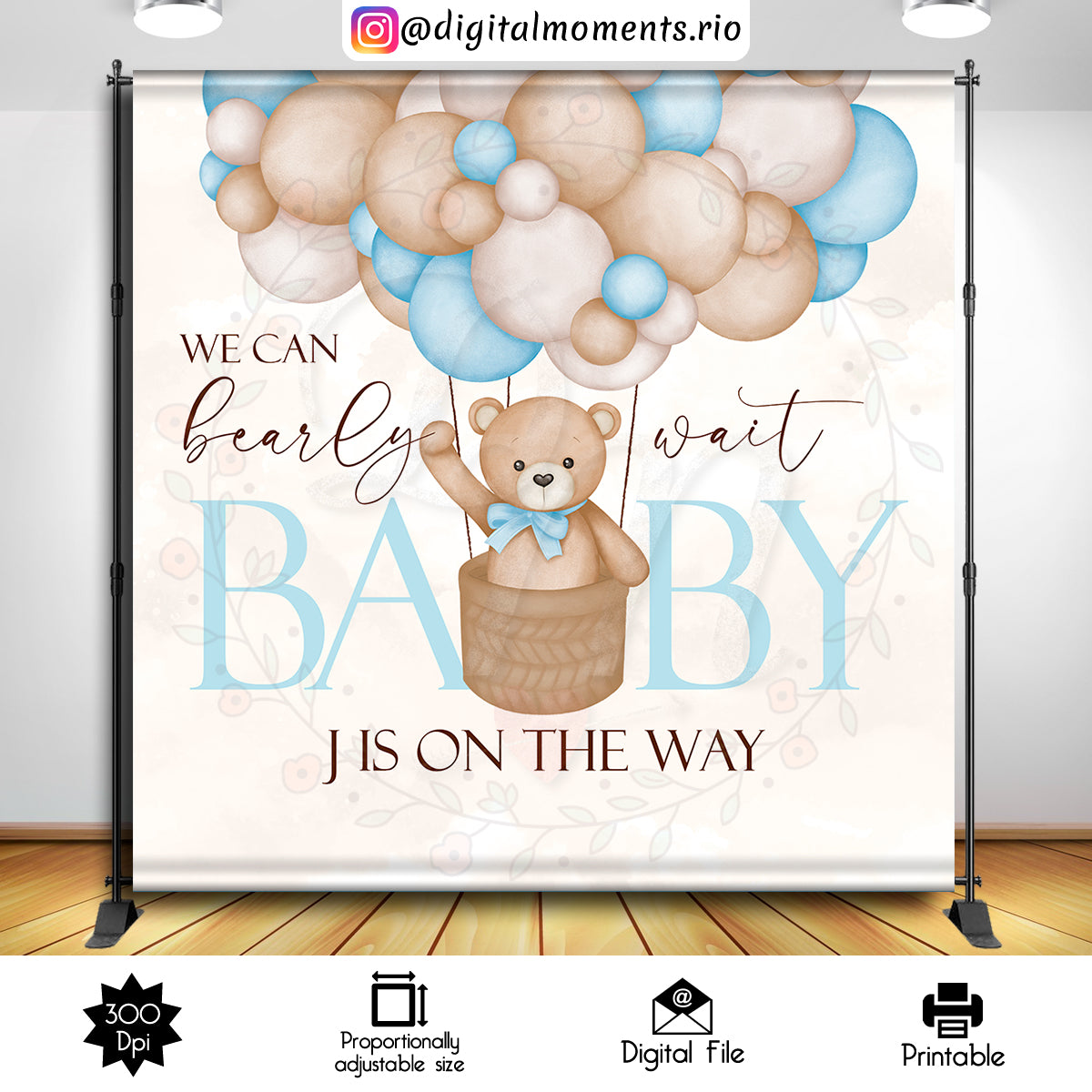 Teddy Bear 8x8 Custom Backdrop, Digital file only