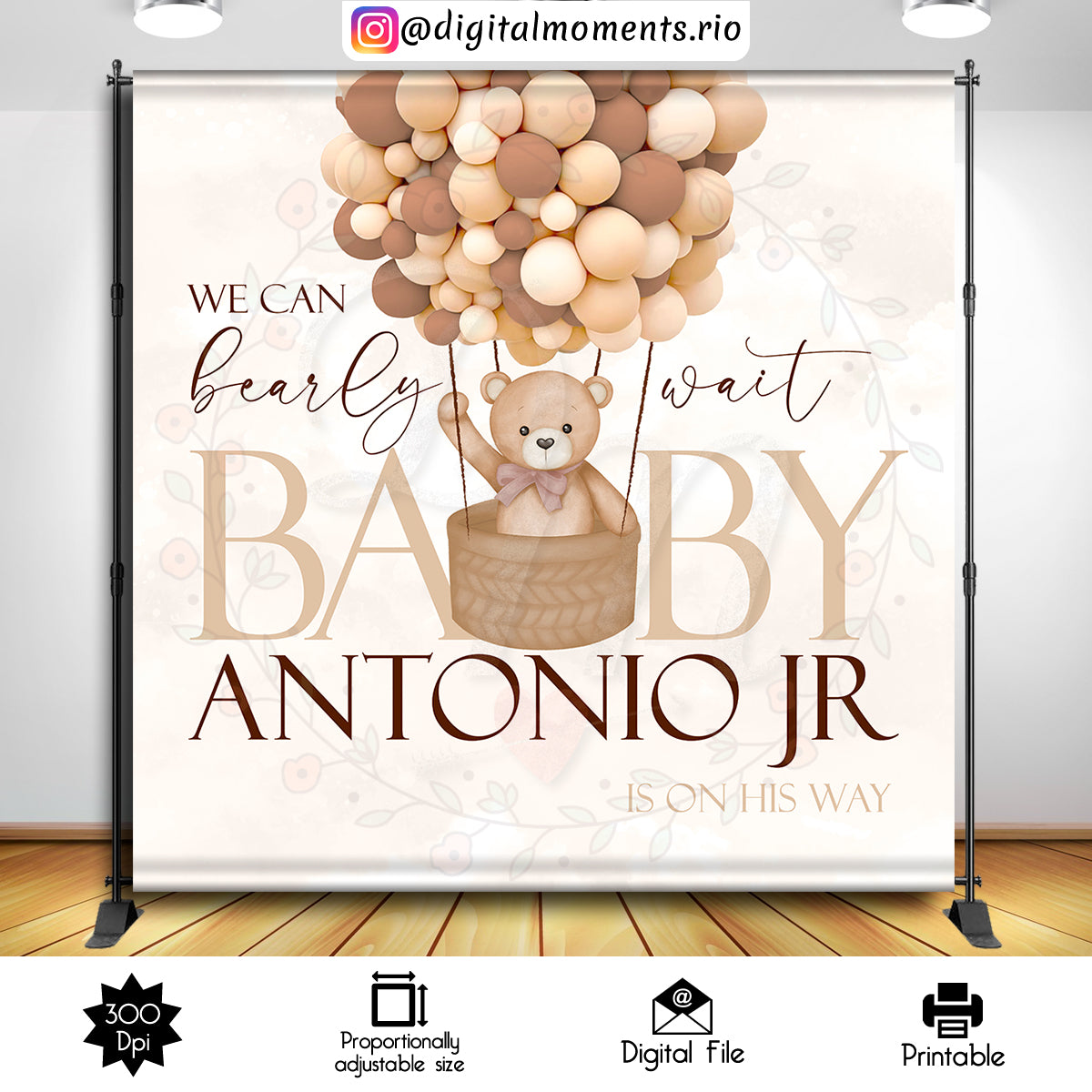 Teddy Bear 8x8 Custom Backdrop, Digital file only