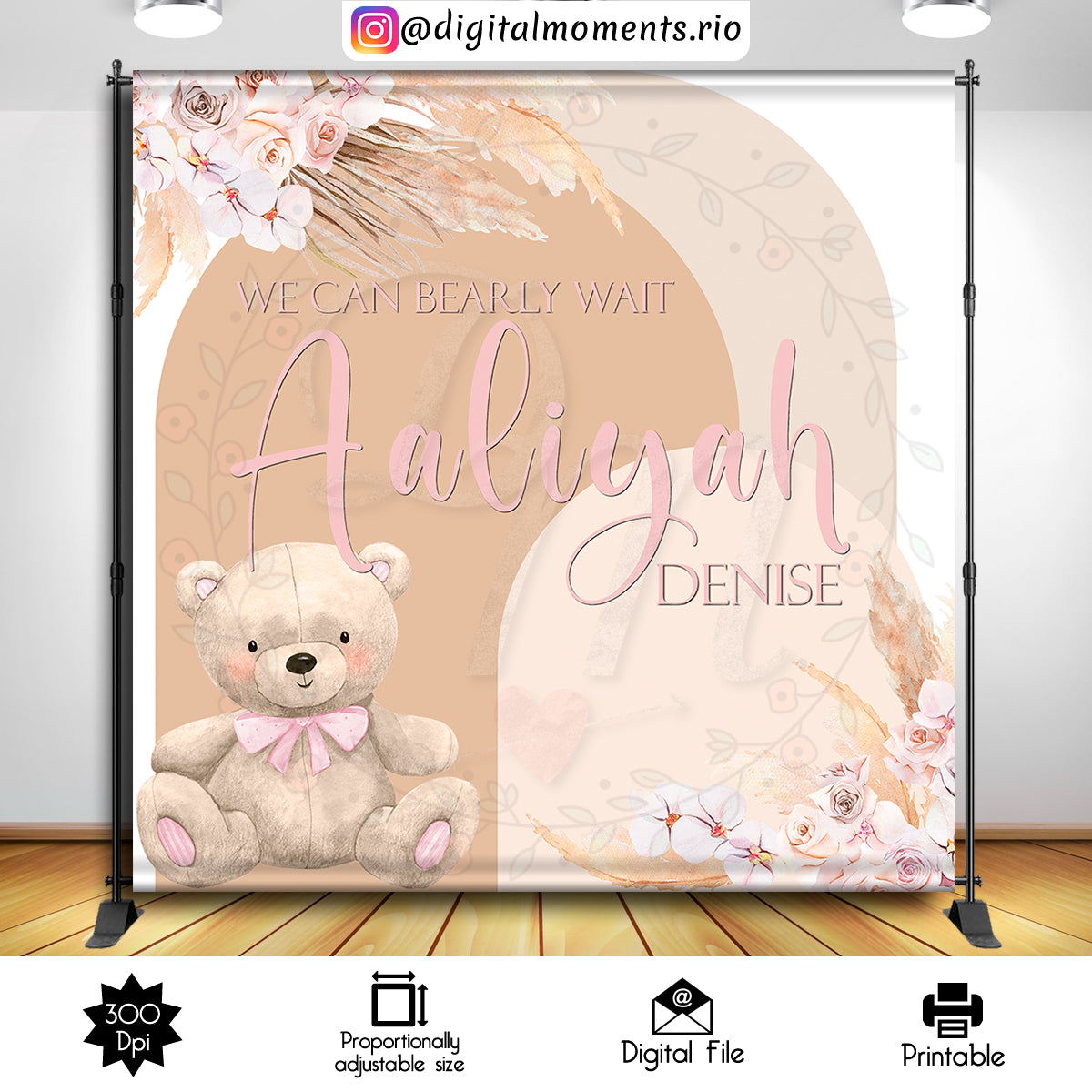 Teddy Bear 8x8 Custom Backdrop, Digital file only