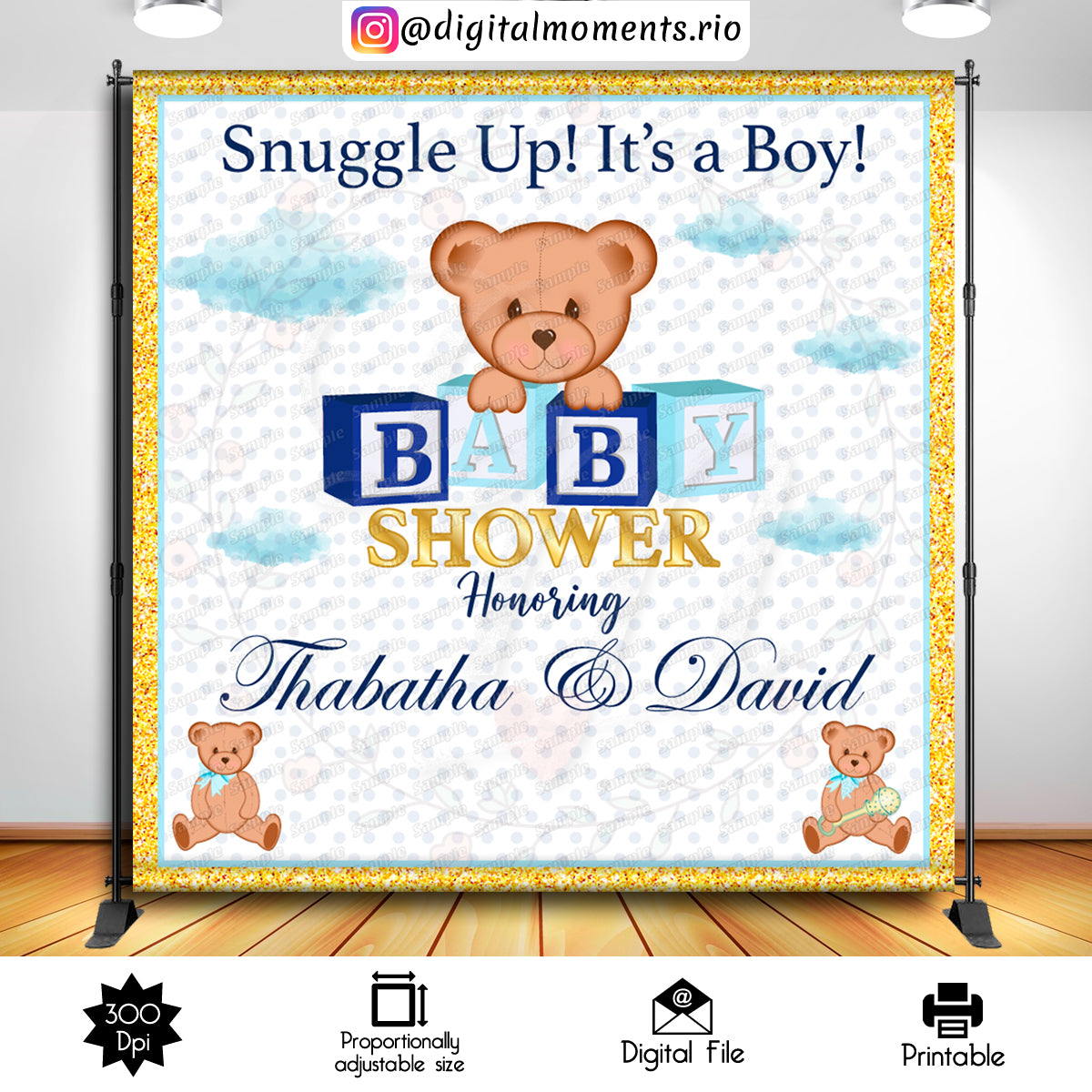 Teddy Bear Shower 8x8, events, custom, 8x8, bear, teddy, backdrop