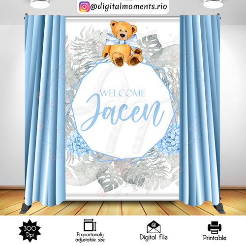 Teddy Bear Silver 5x8, events, custom, bear, teddy, backdrop, 5x8