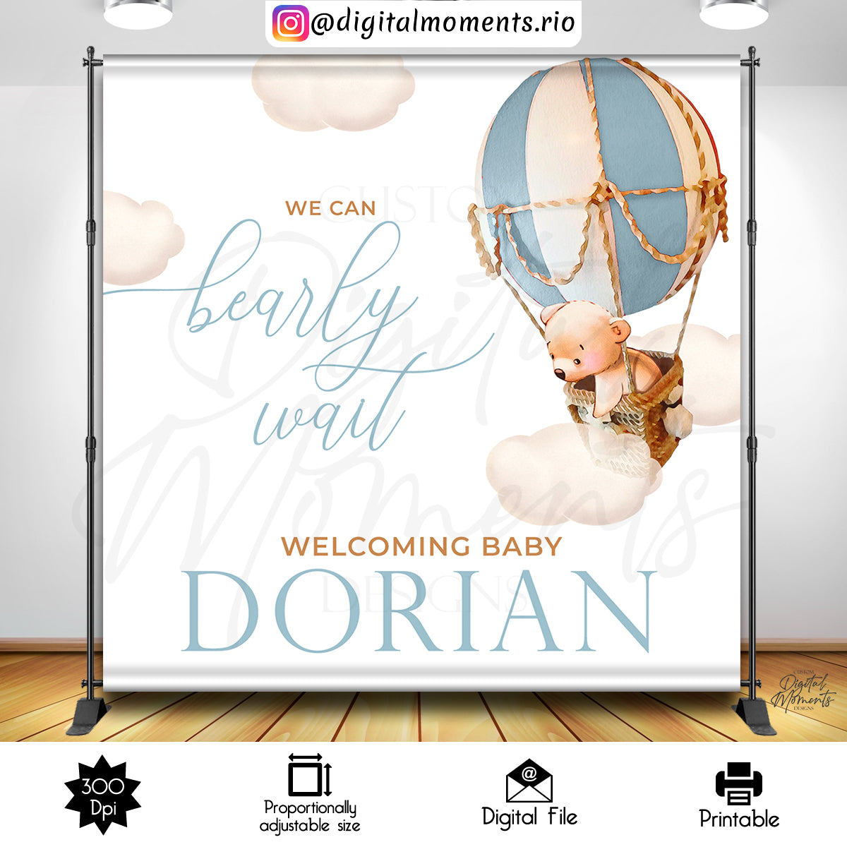 Teddy Bear Hot Air Balloon   8x8, hot, events, balloon, custom, 8x8, bear, teddy, air, backdrop