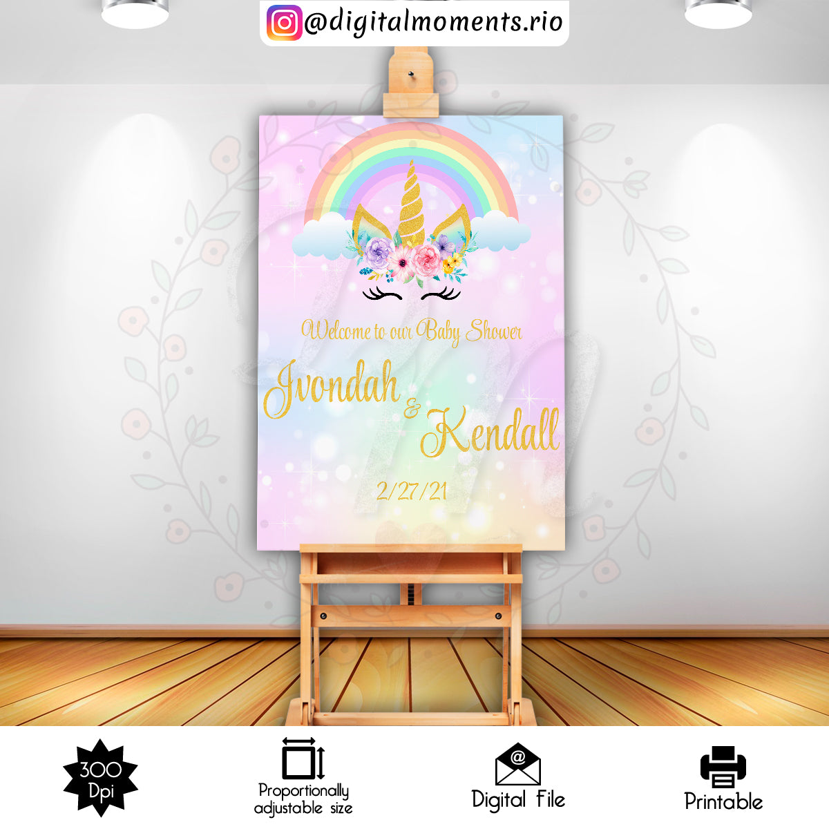 Unicorn Lauryn Sign 16x20, 2x3, events, custom, sign, unicorn