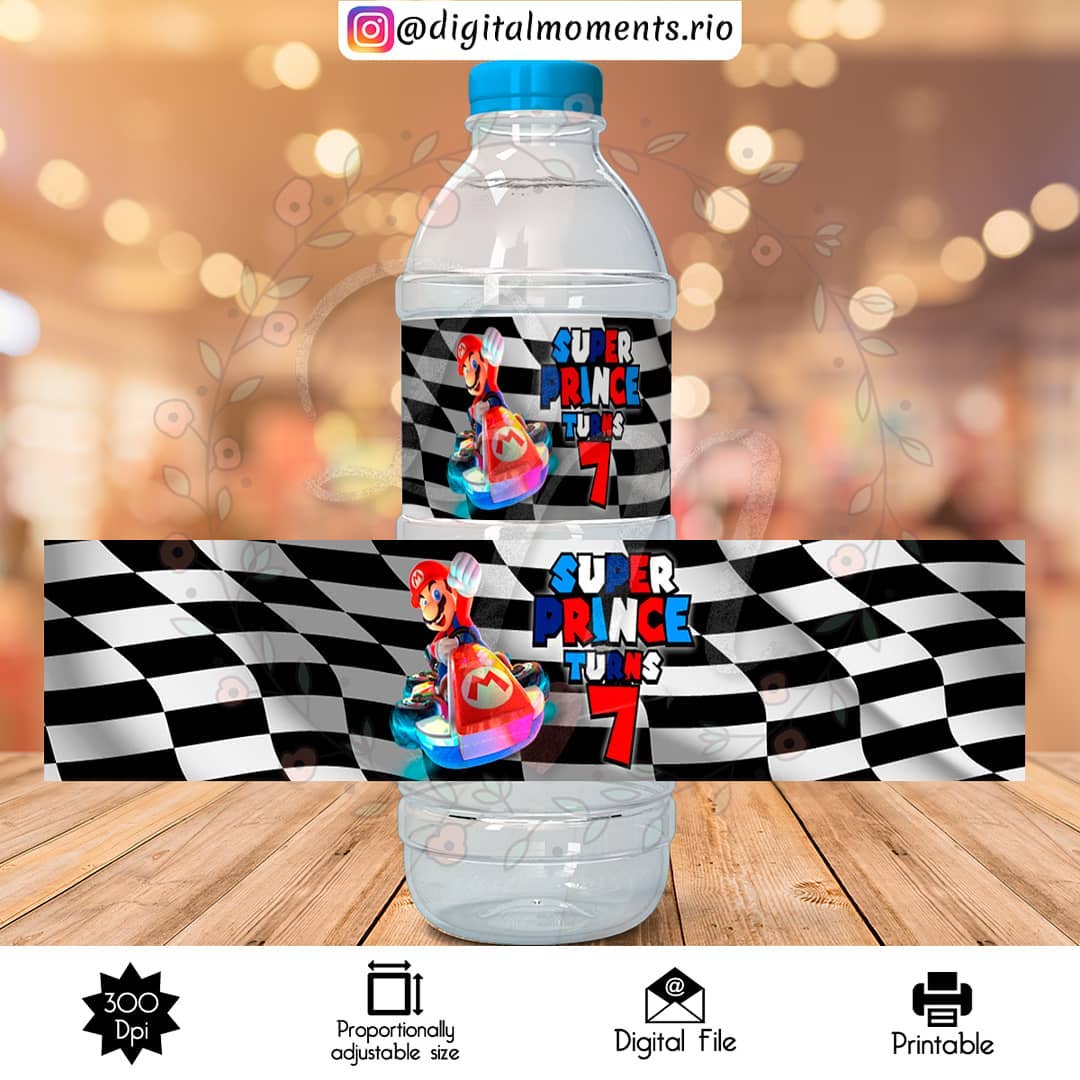 Super Mario Custom Water Bottle Label, Custom Digital File | Digital Download for Events for Events. arts, bottle, celebration, custom, digi…