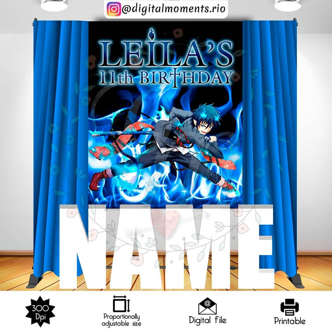 Blue Exorcist 5x6 custom backdrop, Custom Digital File | Digital Download for Events for Events. 5x6, arts, backdrop, backdrop-sign, blue, c…