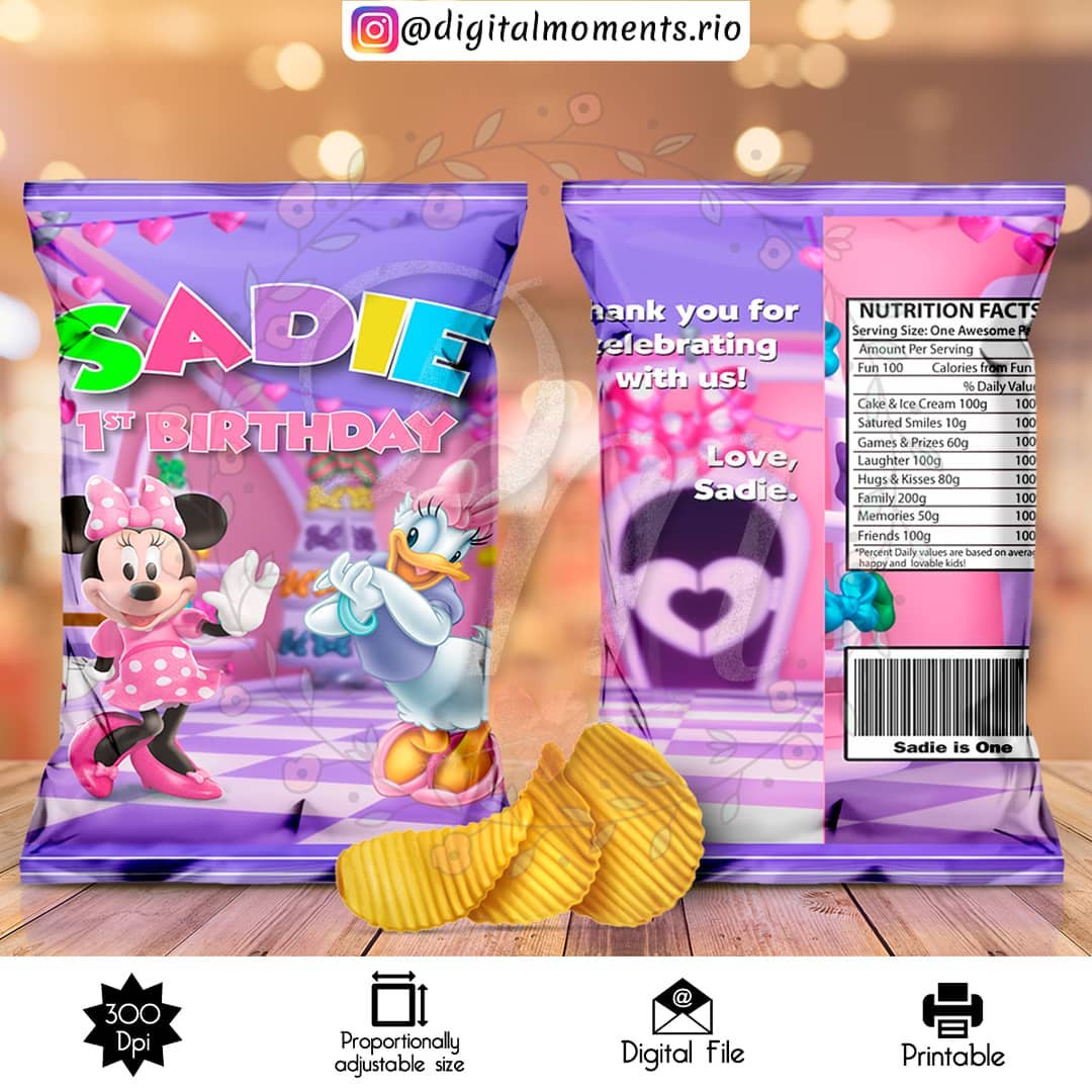 Minnie Bowtique Custom Chip Bag, Custom Digital File | Digital Download for Events for Events. arts, bag, bowtique, celebration, chip, custo…