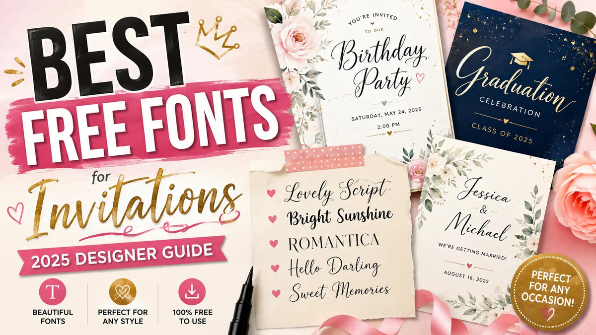 Invitation designs showing different free fonts