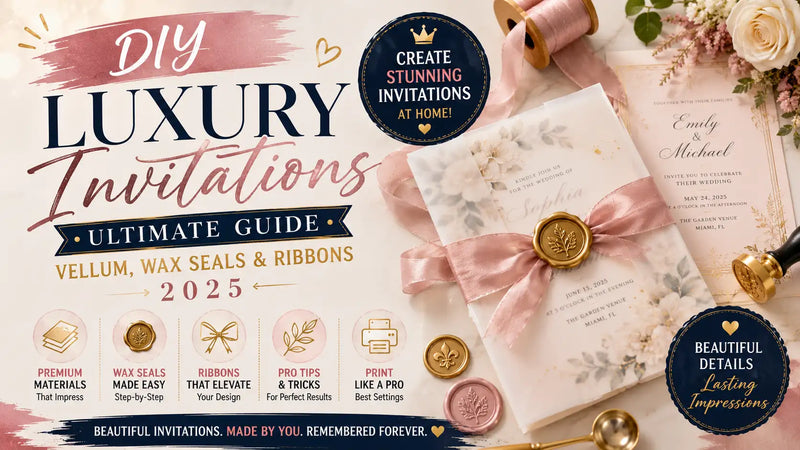 Luxury DIY invitation suite with vellum wrap and gold wax seal