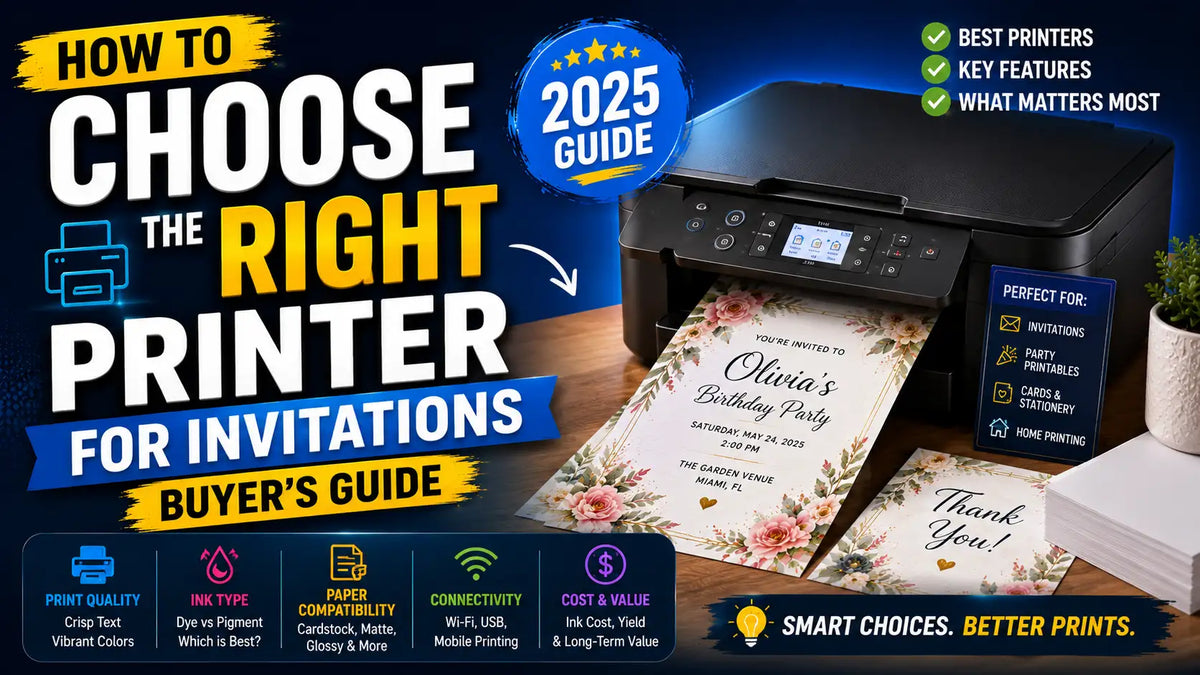 Home printer, cardstock and cutting tools for DIY invitations