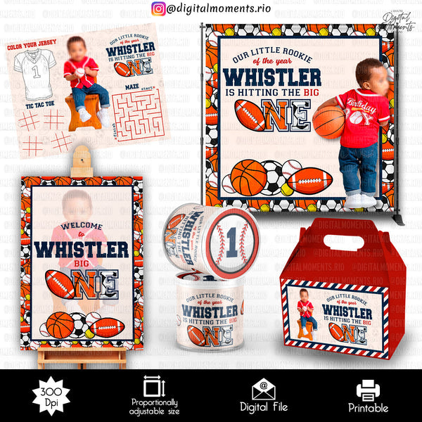 Custom printable digital party designs - sports theme