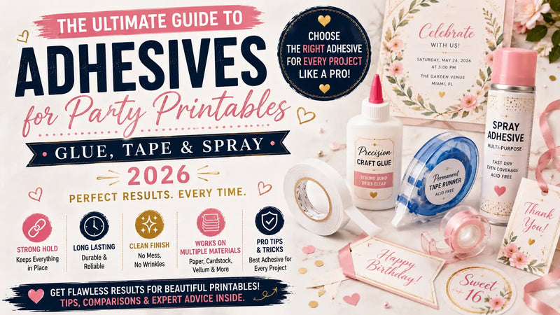 Collection of crafting adhesives including spray glue, tape runners and hot glue