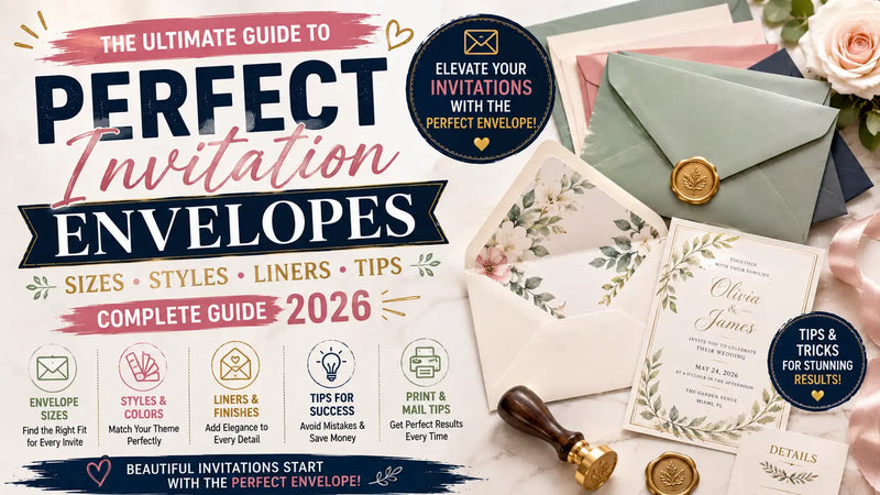 Invitation envelopes in coordinated colors and finishes for an event stationery suite