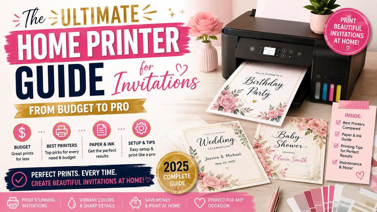 Home printer and cardstock for printing invitations and party stationery