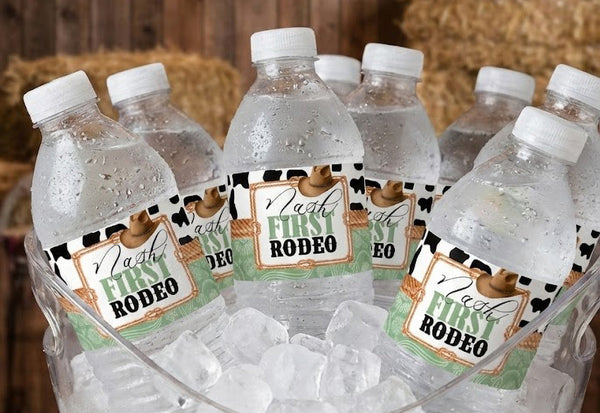 Waterproof water bottle labels in an ice bucket