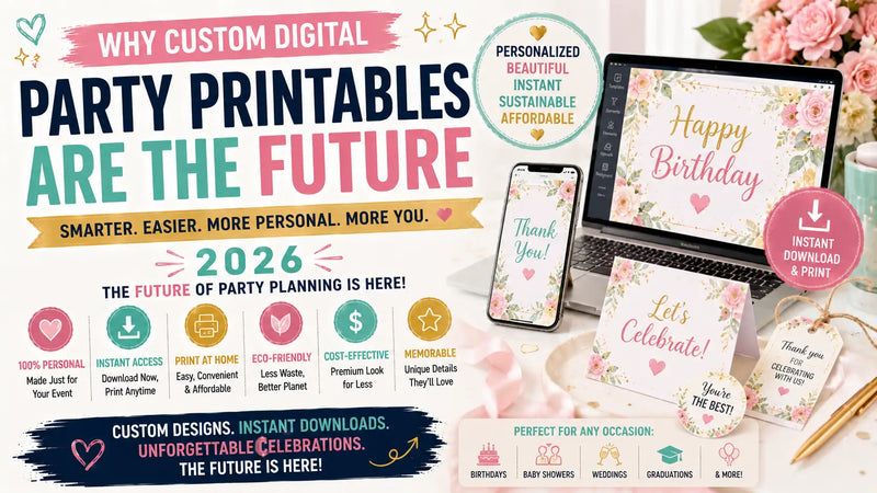 Professional designer editing a custom party backdrop on a computer