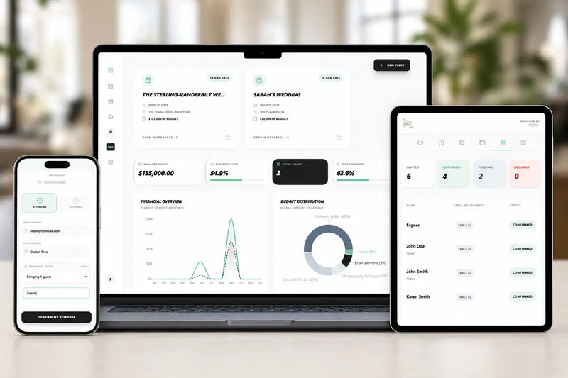 The DigPlanner Dashboard: Centralized financial and event management.