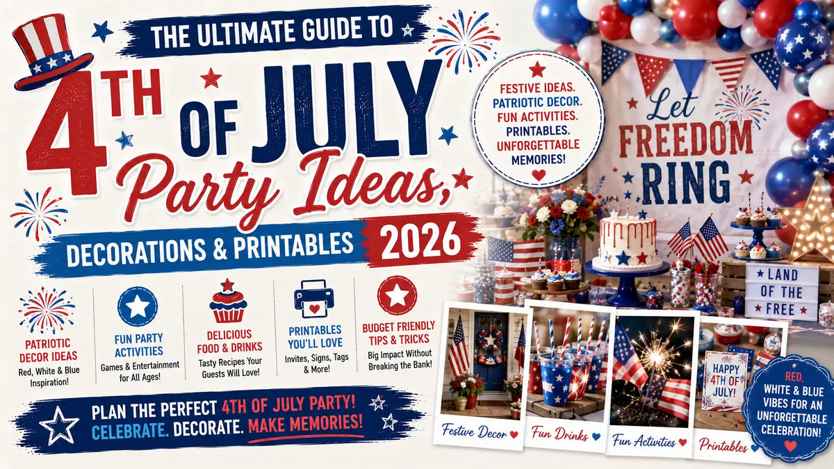 Beautiful 4th of July backyard BBQ setup with red white and blue decor