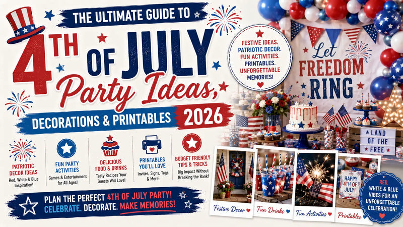 Beautiful 4th of July backyard BBQ setup with red white and blue decor