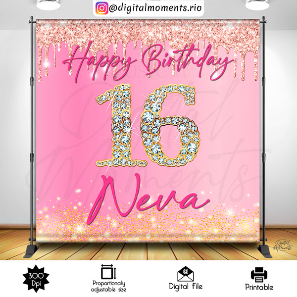 Shades of Pink Birthday 8x8 Custom Backdrop Design, Custom Digital File | Digital Download for Events for Events. 8x8, arts, backdrop, backd…
