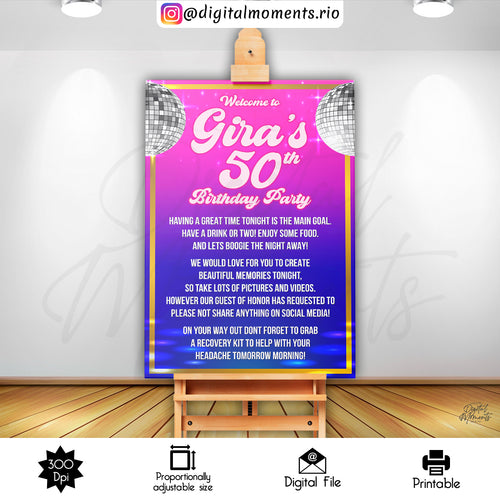 50s Globe Sign 24x36, events, welcome, custom, 24x36, sign, disco, design