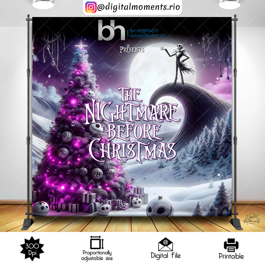 The Nightmare Before Christmas 8x8 Custom Backdrop, Digital file only | Custom Digital Download for Kids Party or Event