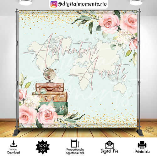 Adventure Awaits 8x8 Digital Backdrop Design, Instant Download