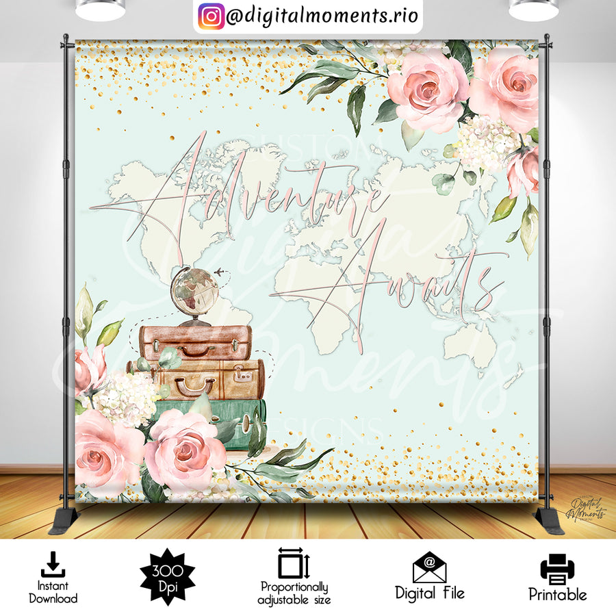 Adventure Awaits 8x8 Digital Backdrop Design, Instant Download | Custom Digital Download for Kids Party or Event