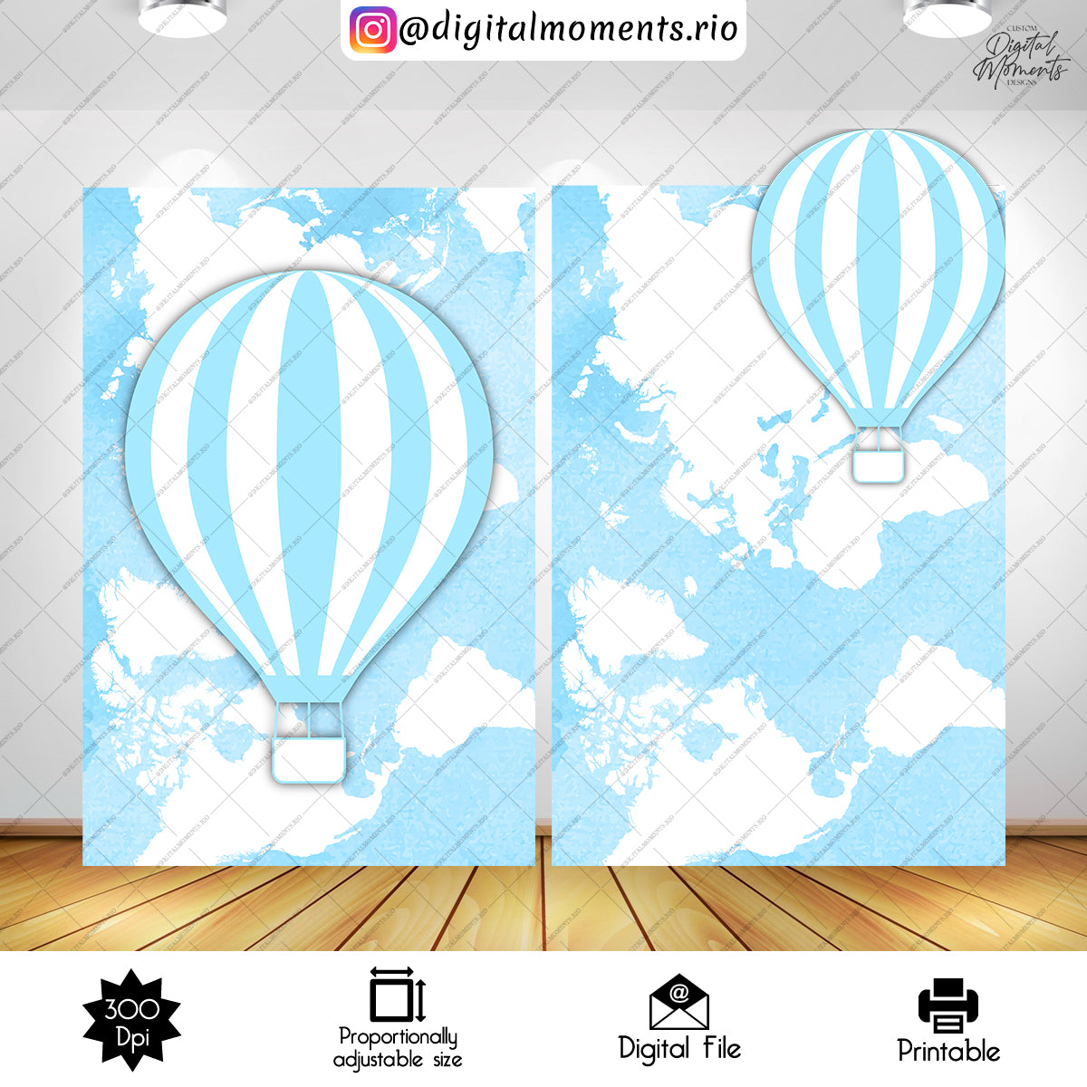 Hot Air Balloon Baby Shower Panel Wall Custom Design, Digital file only | Digital Download for Events