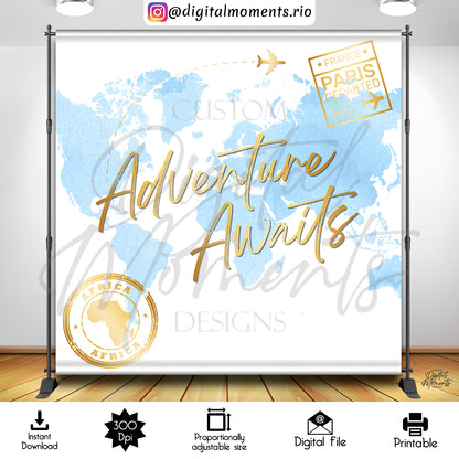 Adventure Awaits 8x8 Digital Backdrop Design, Instant Download