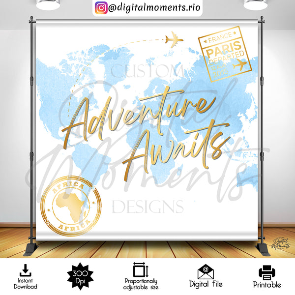 Adventure Awaits 8x8 Digital Backdrop Design, Instant Download | Digital Download for Events - Instant Digital Download. 8x8, adventure, art…