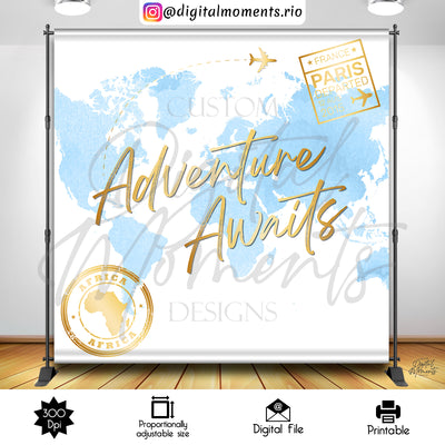 Adventure Awaits - Backdrop - Birthday
