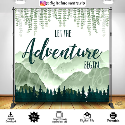 Let the Adventure Begin - Backdrop - Birthday - Instant Download