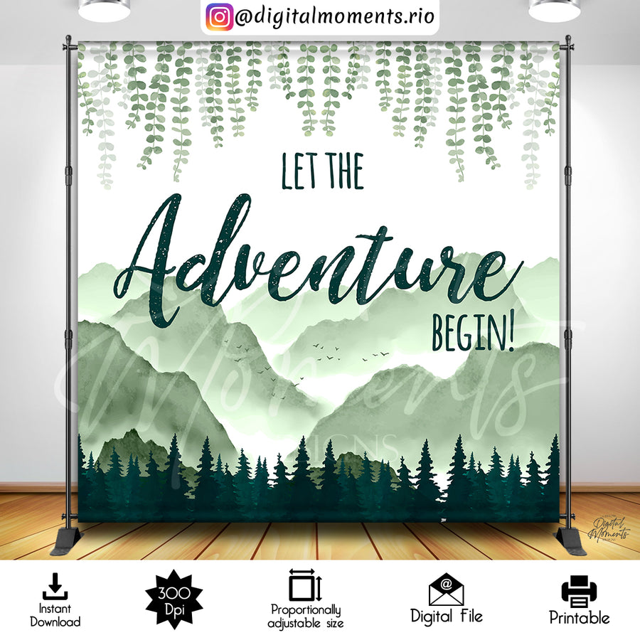 Let the Adventure Begin 8x8 Digital Backdrop Design, Instant Download | Custom Digital Download for Kids Party or Event