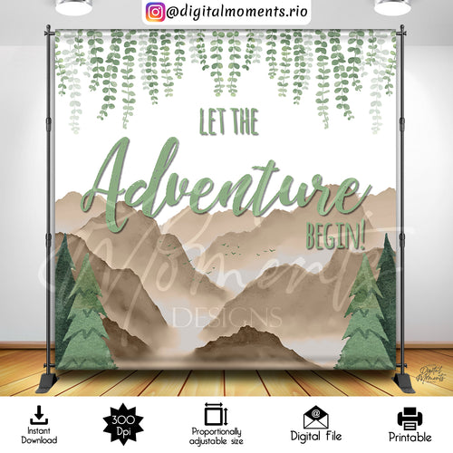 Let the Adventure Begin 8x8 Digital Backdrop Design, Instant Download