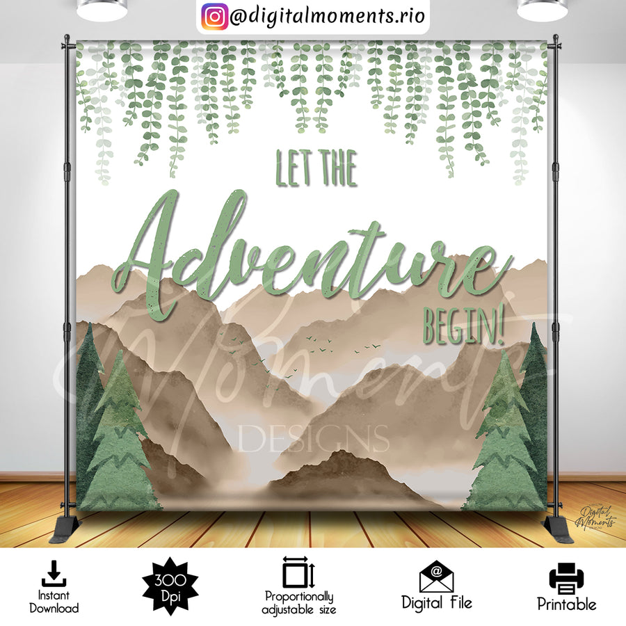 Let the Adventure Begin 8x8 Digital Backdrop Design, Instant Download | Custom Digital Download for Kids Party or Event