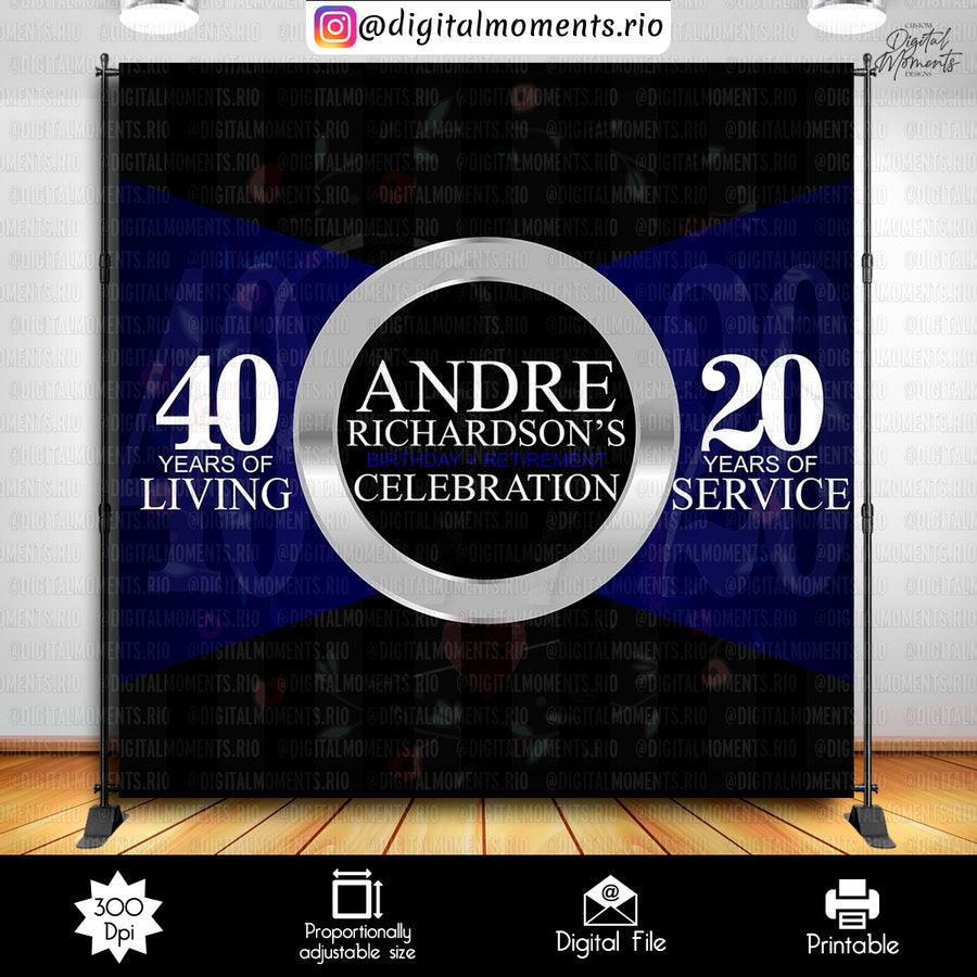 Retirement 8x8 Custom Backdrop, Digital file only | Custom Digital Download for Retirement Event