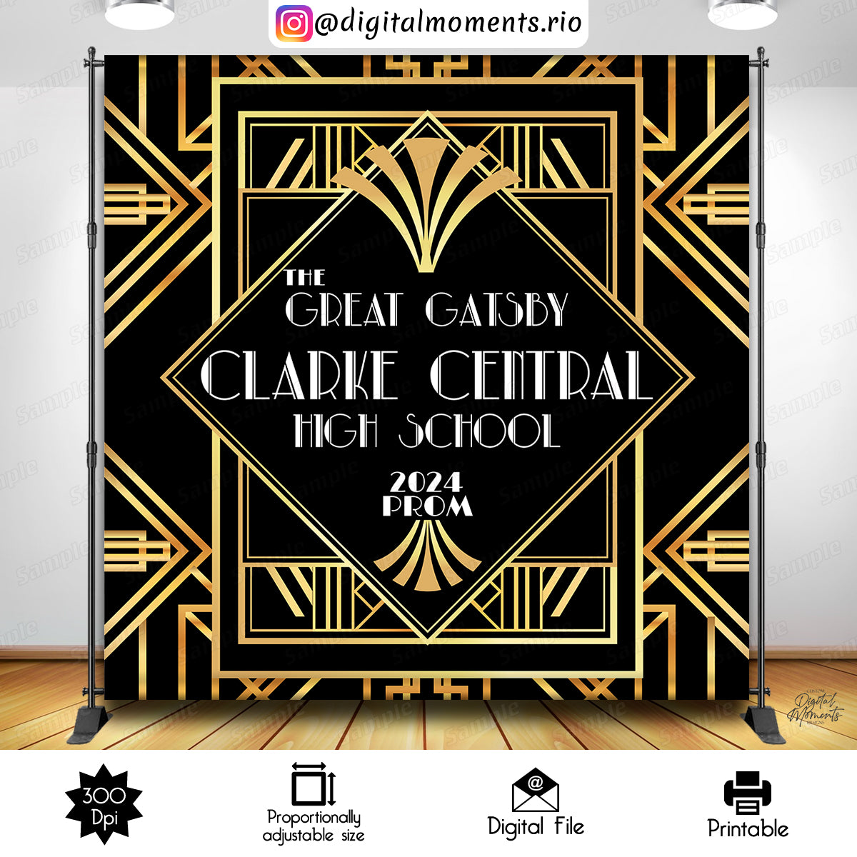 Great Gatsby 8x8 Custom Backdrop, Custom Digital File | Digital Download for Events