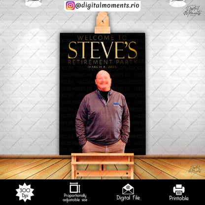 Artdeco Steve Retirement Sign 24x36, events, welcome, retirement, custom, 24x36, sign, design
