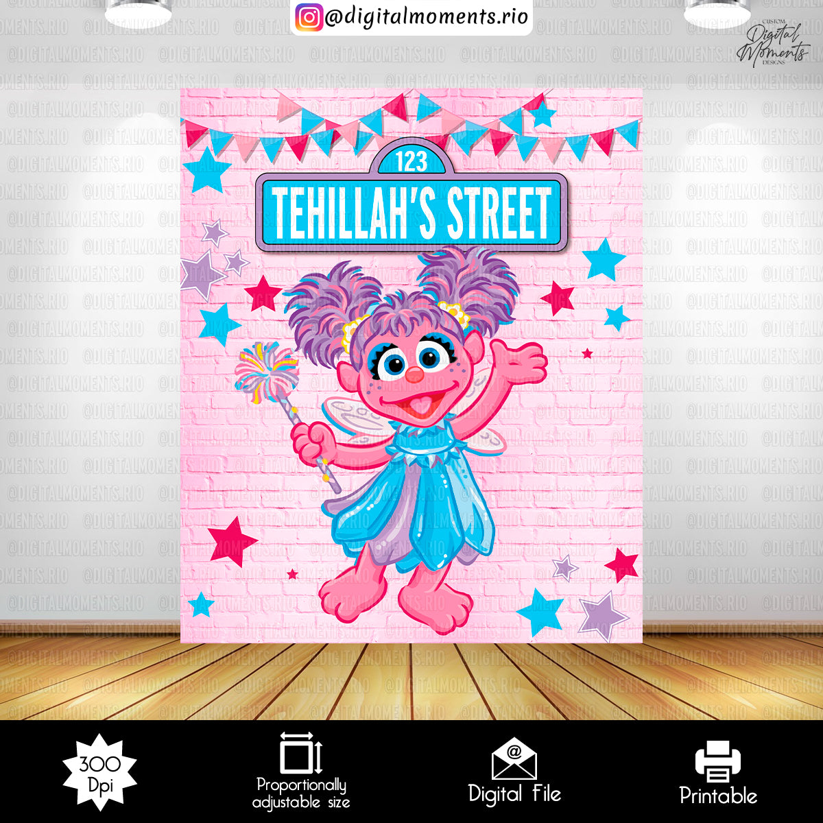 Barrio Sésamo Abby Cadabby 5x6 Telón de fondo personalizado, solo archivo digital