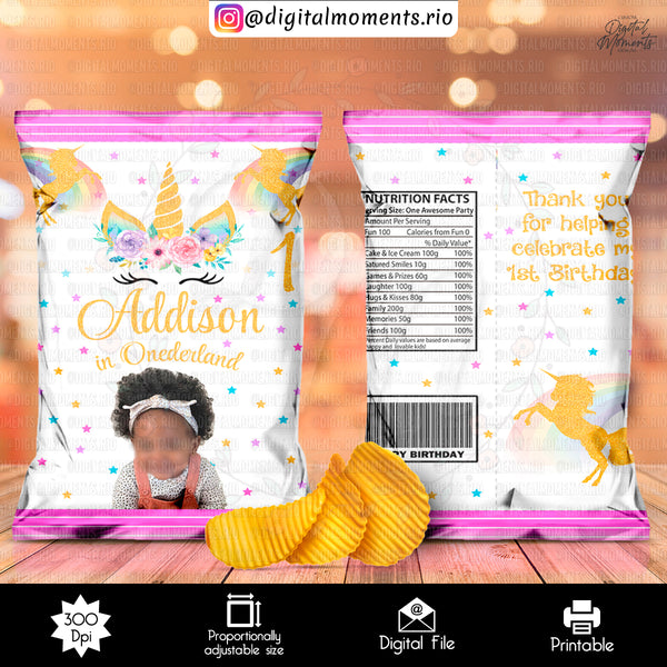 Unicorn Custom Chip Bag Design - Digital File | Digital Download for Events for Events. arts, bag, celebration, chip, custom, design, digita…