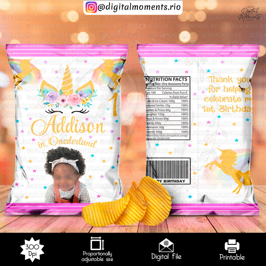 Unicorn Custom Chip Bag Design - Digital File | Digital D...