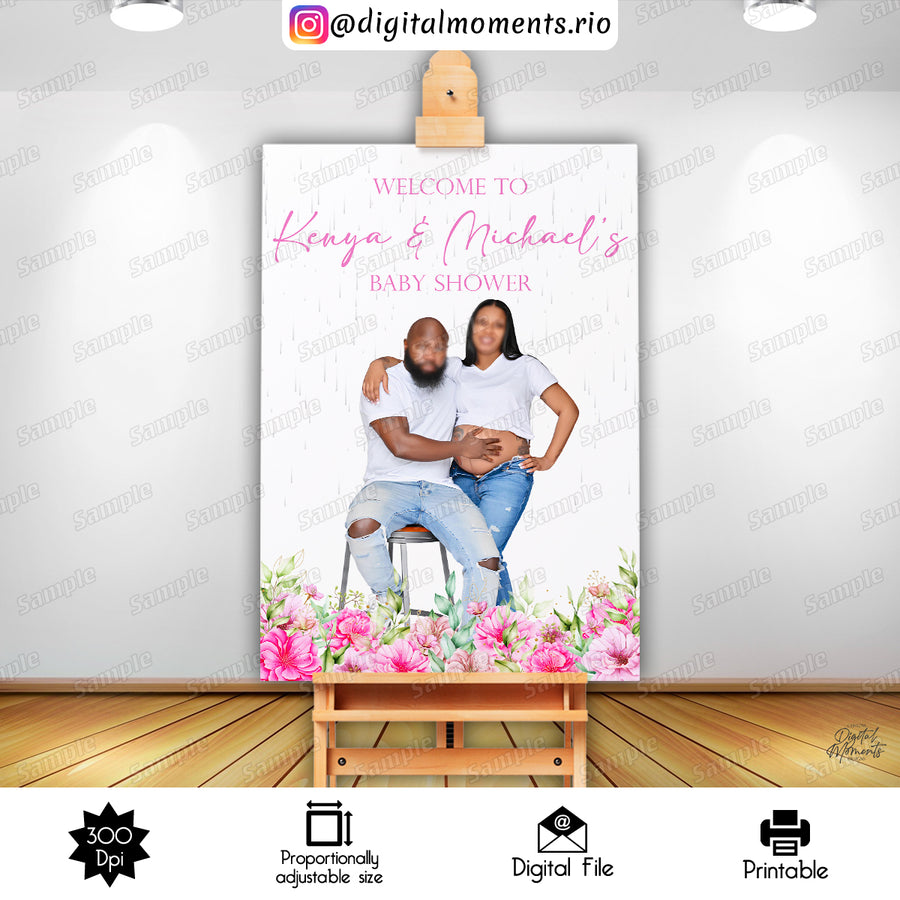 April Showers Bring May Flowers 24x36 Welcome Sign Custom Design, Digital file only | Custom Digital Download for Kids Party or Event