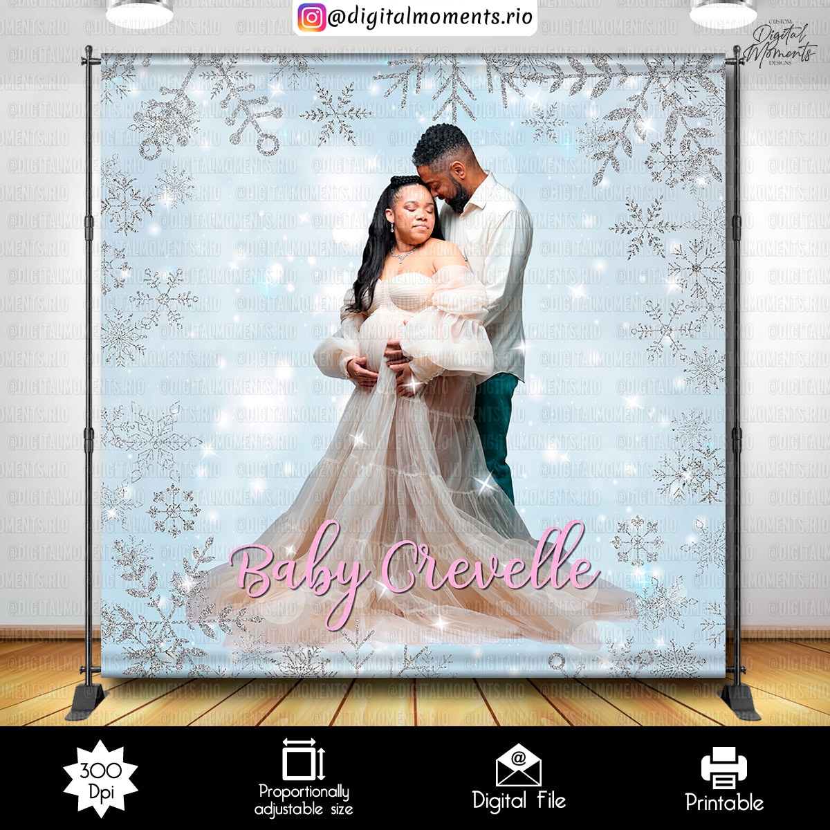 Un pequeño fondo personalizado de copo de nieve 8x8 con imagen, solo archivo digital