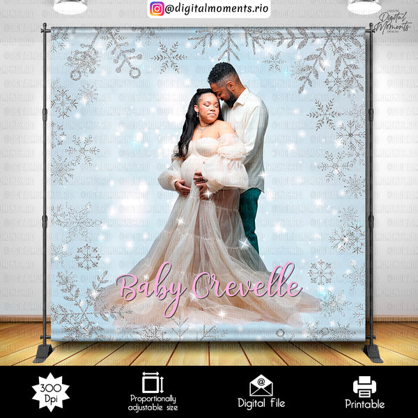 Un pequeño fondo personalizado de copo de nieve 8x8 con imagen, solo archivo digital