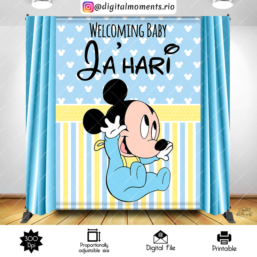 Baby Mickey 6x8 Custom Backdrop, Digital file only | Custom Digital Download for Kids Party or Event