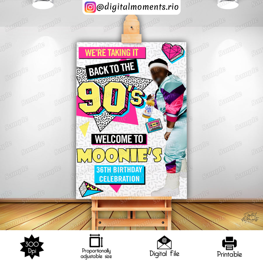 Back to 90's 24x36 Welcome Sign Custom Design, Digital file only | Custom Digital Download for Kids Party or Event